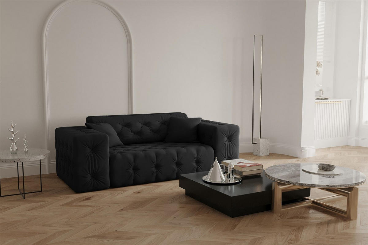 SOFA 2-sitzer Chantal - Schwarz, Holzwerkstoff/Textil (186/78/96cm) - Fun Möbel