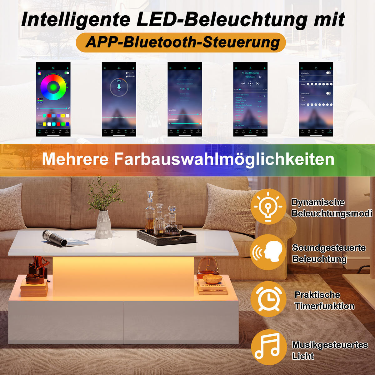 COUCHTISCH Weiß - Weiß, Holzwerkstoff (90/55/41cm)