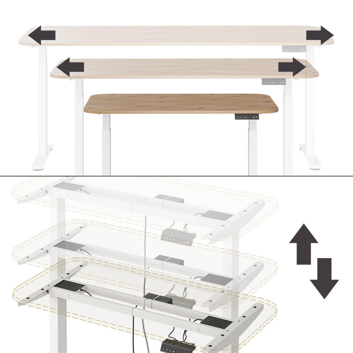 PSACÍ STŮL Elevate Bílá/Artisan - bílá, kompozitní dřevo (60/120/120cm) - Vicco