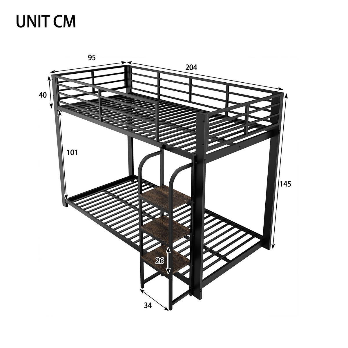 HOCHBETT 90/200 cm Schwarz - Schwarz, Metall