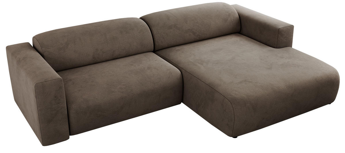 ECKSOFA PASADENA Braun Velvet - Rechts Seite - Schwarz/Braun, Kunststoff/Textil (180/288cm) - MKS