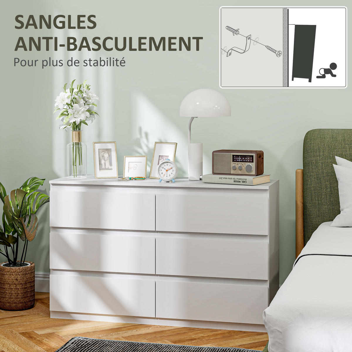 KOMMODE Weiß 120/39/75 cm - Weiß, Holzwerkstoff (120/75/39cm) - PANGIVO