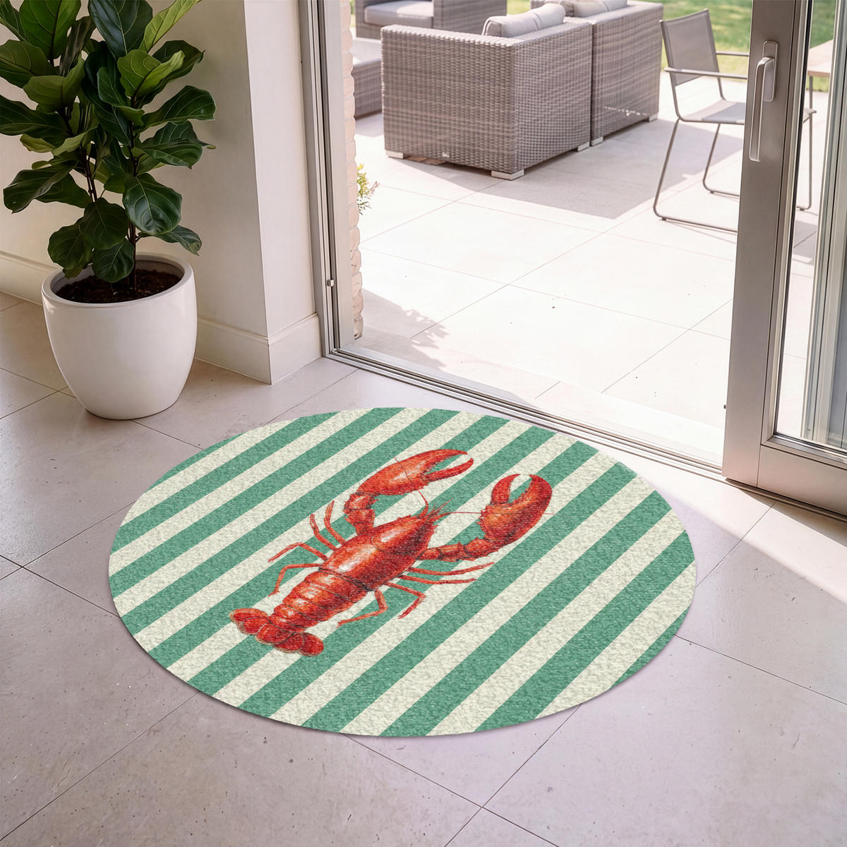 ROHOŽKA Rak - Pruhy - Realistické - Letné 120x120 cm - viacfarebná, plast (120/120cm) - MuchoWow