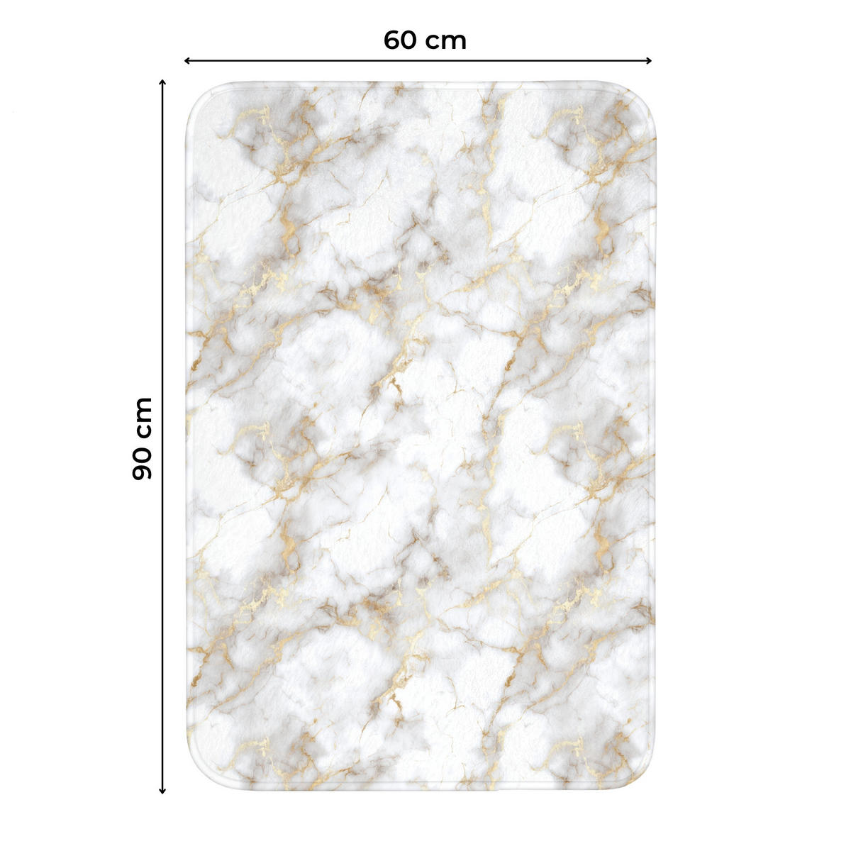 WC PŘEDLOŽKA Zlaté žilky - Mramor - Bílý 60x90 cm - bílá, textil/plast (60/1cm) - OnlyWow