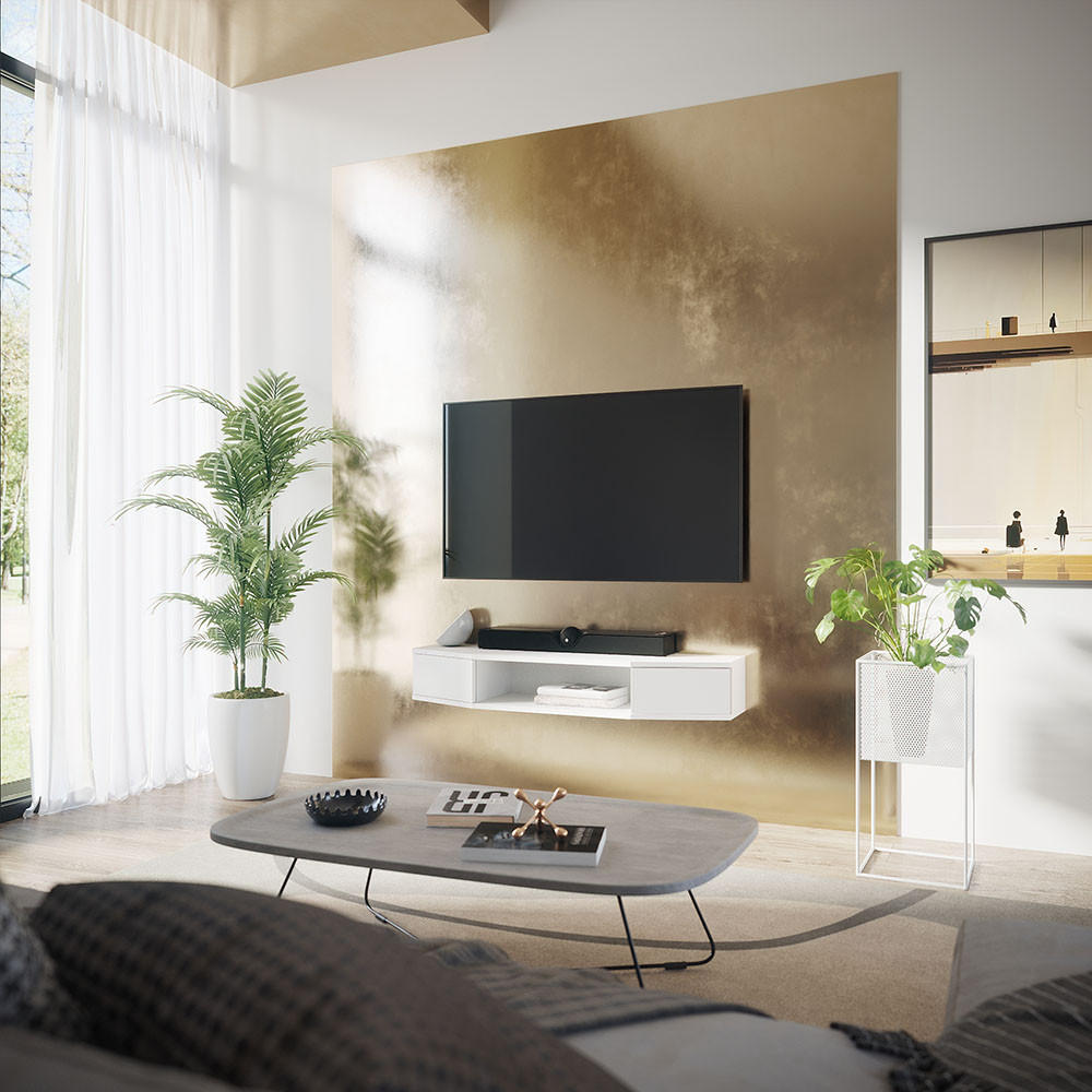 LOWBOARD Walter Weiß 110 x 17.4 cm mit 2 Türen - Weiß, Holzwerkstoff (110/17.4/30cm) - Vicco