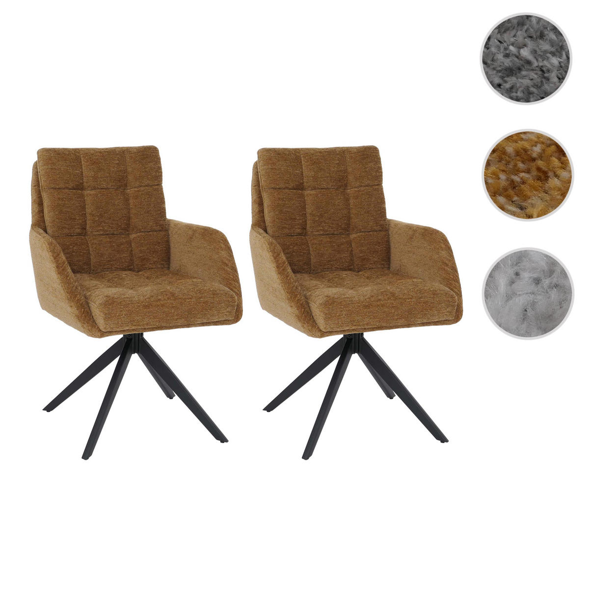 ESSZIMMERSTUHL Gelb 2er-Set - Gelb/Grau, Textil (61/89/66cm) - MCW