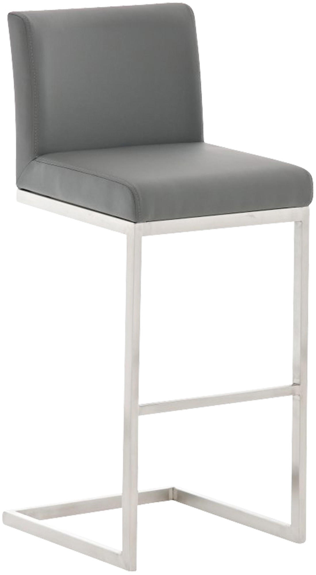 BARHOCKER Paros 104x42x48 cm grau - Grau, Leder (42/104/48cm) - furnicato
