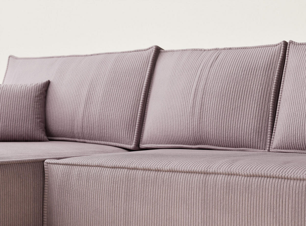 ECKSOFA MIT SCHLAFFUNKTION Maze Lila Samtstoff - Lila/Schwarz, Holz/Holzwerkstoff (294/185cm) - Maison de Reve