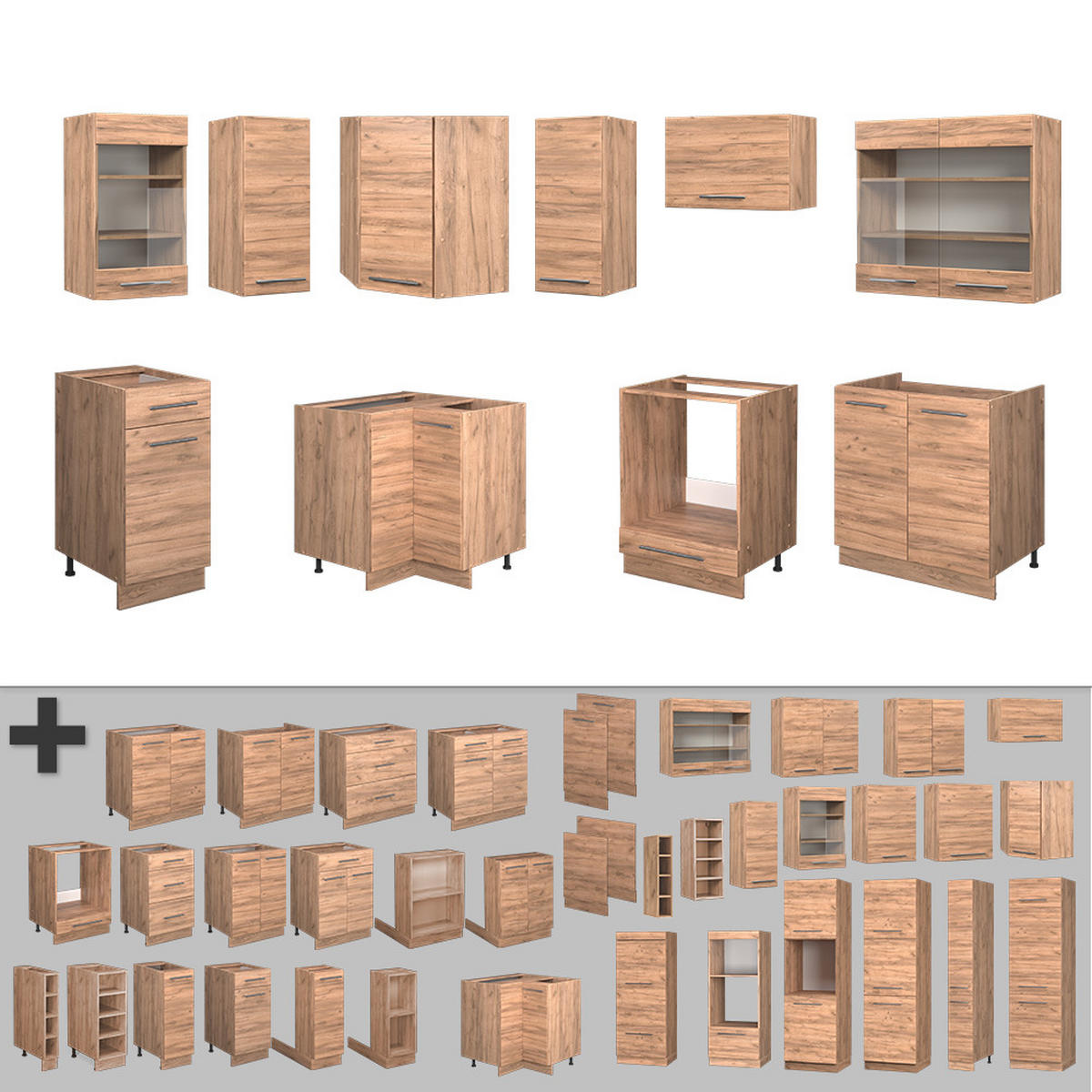 ROHOVÁ KUCHYŇ Fame-Line Zlatý mocný dub - medově dubová, kompozitní dřevo (190/81.6/60cm) - Vicco