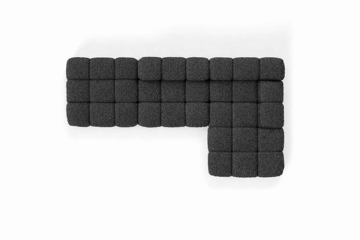 ECKSOFA L-Form Modular Mit Hocker, Bouclé-Stoff Abriamo, Graphit, Rechts, Selia - Graphitfarben, Holz (285/160cm) - Kaiser Möbel