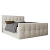BOXBETT Settlio 160/200 cm in Creme – mit Bettkasten und Fußteil - Creme/Schwarz, Holz/Holzwerkstoff (160/200cm) - AX Living