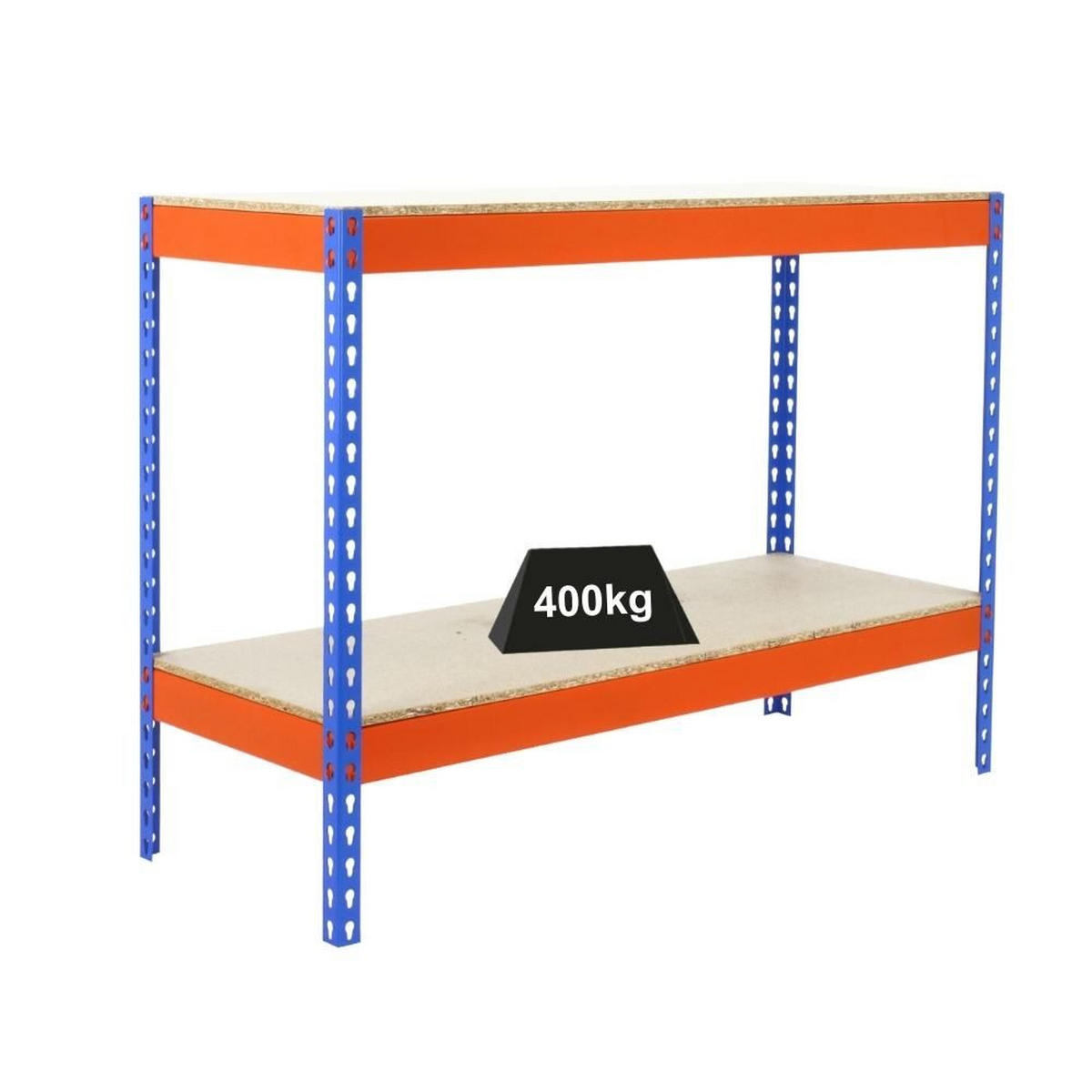SCHWERLASTREGAL MINI WOOD YETI TWO | HxBxT 90x150x60cm | Fachlast 400kg | Blau-Orange - Blau/Orange, Metall (150/90/60cm) - PROREGAL