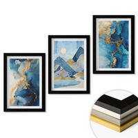 WANDBILDER 3er-Set - 20x30 cm Schwarzer Rahmen - Abstrakte Muster der Blue Mountains - Schwarz, Kunststoff (20/30cm) - ArtPrintCave