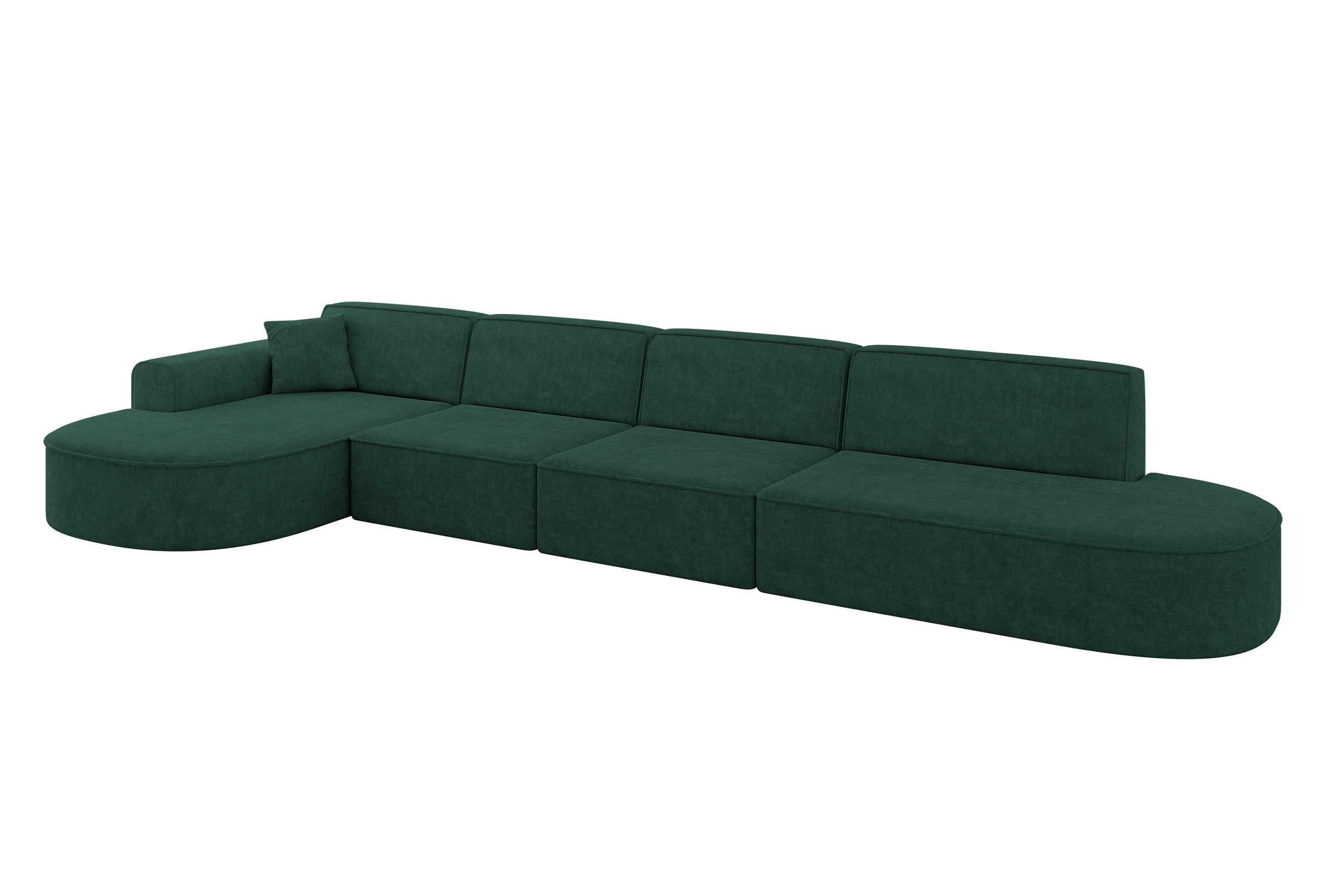 ECKSOFA Ottomane Links MARI-L3 - 413x171x79 cm Grün Velours - Schwarz/Grün, Holzwerkstoff/Kunststoff (413/171cm) - ALTDECOR