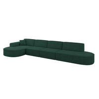 ECKSOFA Ottomane Links MARI-L3 - 413x171x79 cm Grün Velours - Schwarz/Grün, Holzwerkstoff/Kunststoff (413/171cm) - ALTDECOR