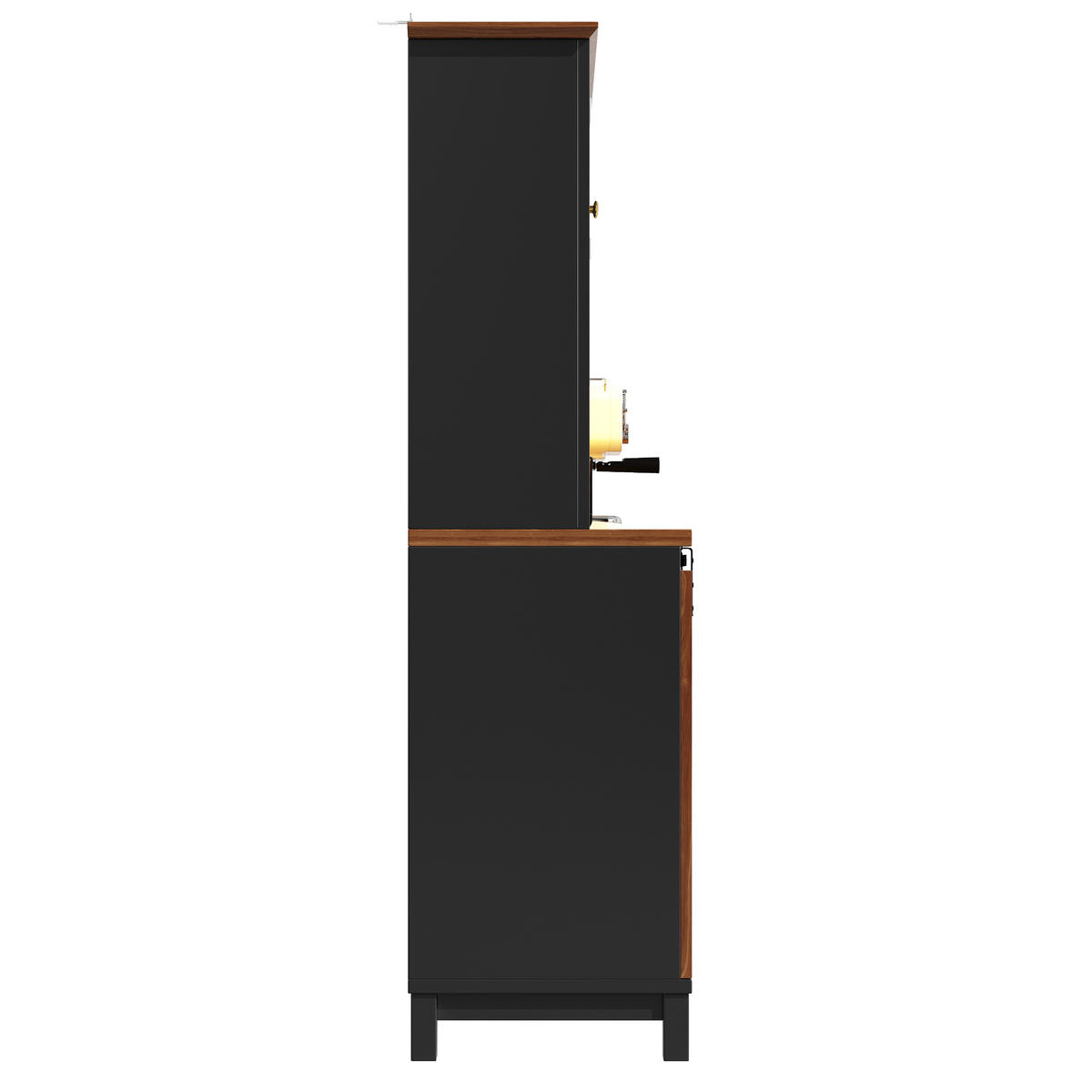 GESCHIRRSCHRANK aus MDF+Metall+Glas 104x40x180cm in Schwarz mit LED - Schwarz, Holzwerkstoff (104/180/40cm) - Modfu