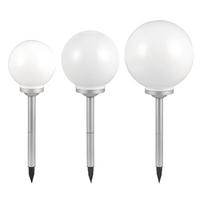 LED AUSSENLEUCHTE Solar Kugelleuchten Weiß 3er Set - Weiß, Kunststoff (30/30/70cm)