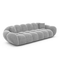 4-SITZER-SOFA Liva Hellgrau Samtstoff - Hellgrau, Textil (265/70/93cm) - VAROYAL