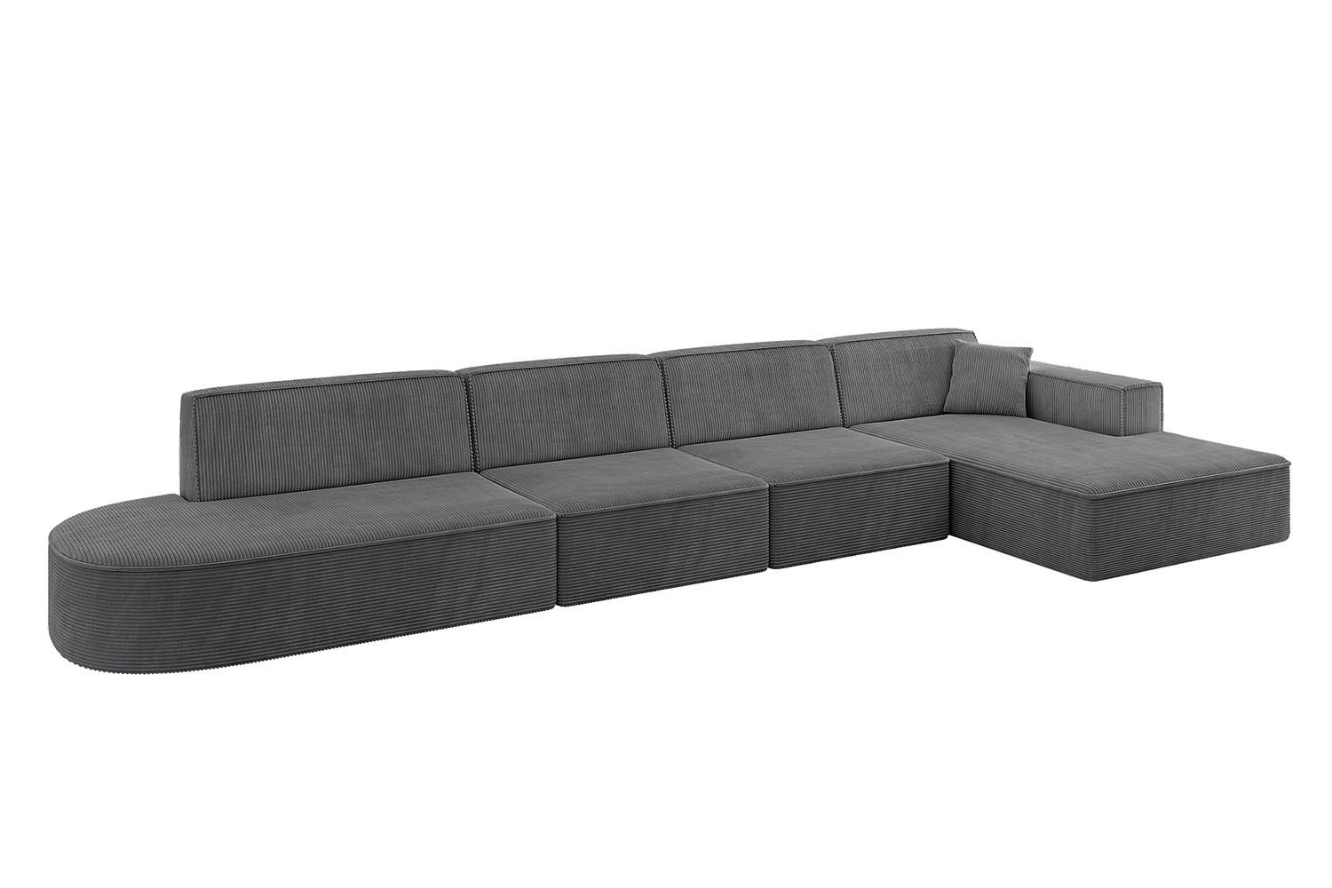 ALTDECOR ROHOVÁ SEDACÍ SOUPRAVA s otomanem vpravo IREA-L3-v4 – 412 × 165 × 77 cm tmavě šedá