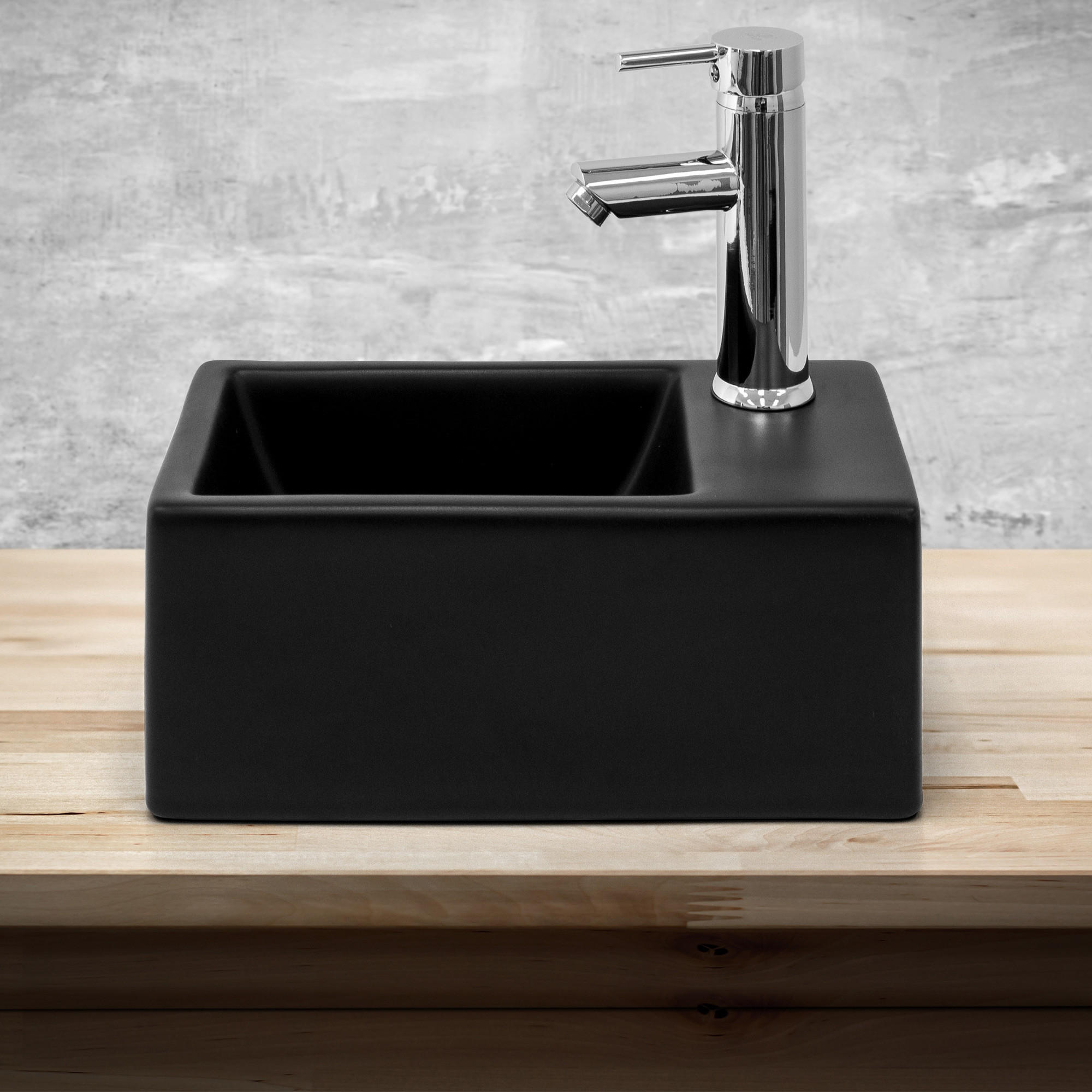 WASCHBECKEN - Schwarz, Keramik (20.5/12.5/35.5cm) - ML-DESIGN
