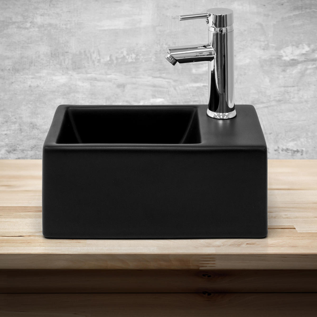 WASCHBECKEN - Schwarz, Keramik (20.5/12.5/35.5cm) - ML-DESIGN