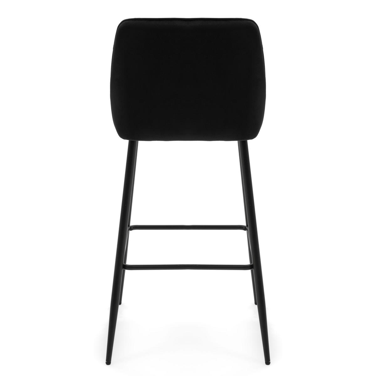 BARHOCKER PASSO gepolstert mit Steppung - schwarz - Samt Velours - Schwarz, Metall (50/95/55cm) - NEW HOME