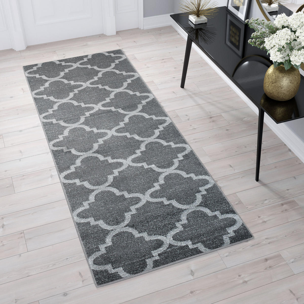 TEPPICHLÄUFER SARI dunkelgrau orientalisch 70/500 cm - Dunkelgrau, Textil (70/500cm) - Tapiso