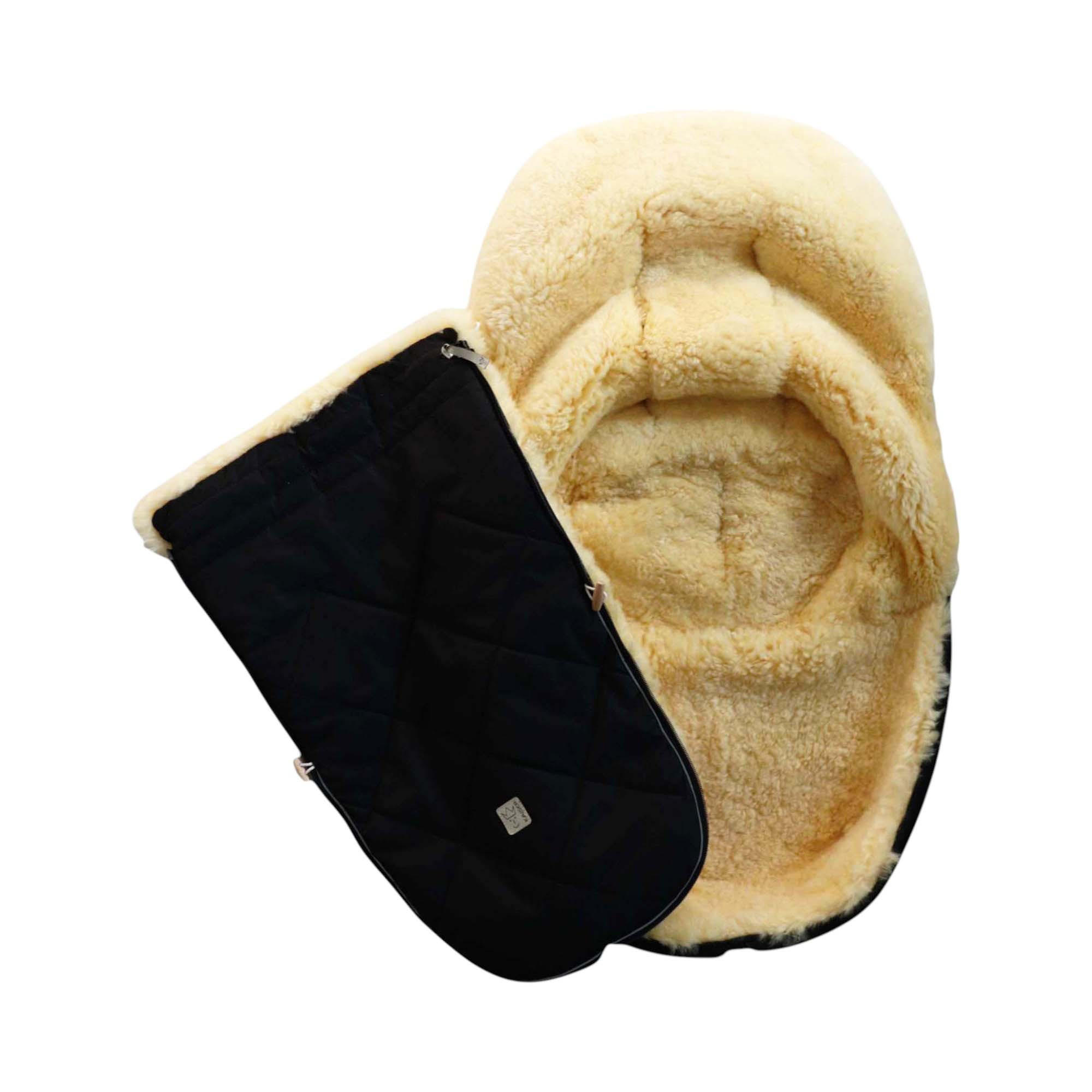 LAMMFELL-FUSSSACK Classic for Bugaboo, black - Schwarz, Fell (45/100cm) - Kaiserbaby