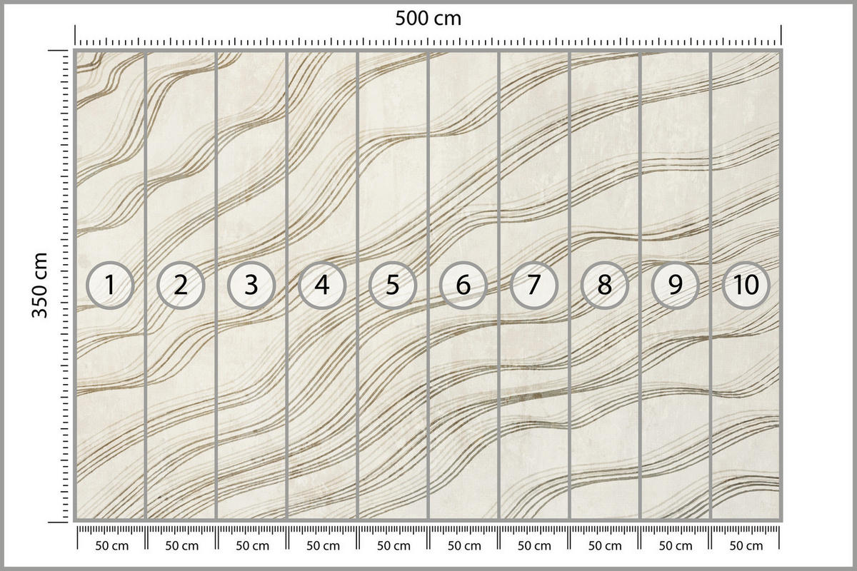 FOTOTAPETE für Wohnzimmer Beige Wellen Abstraktion 500x350 - Beige, Papier (500/350cm) - Muralo