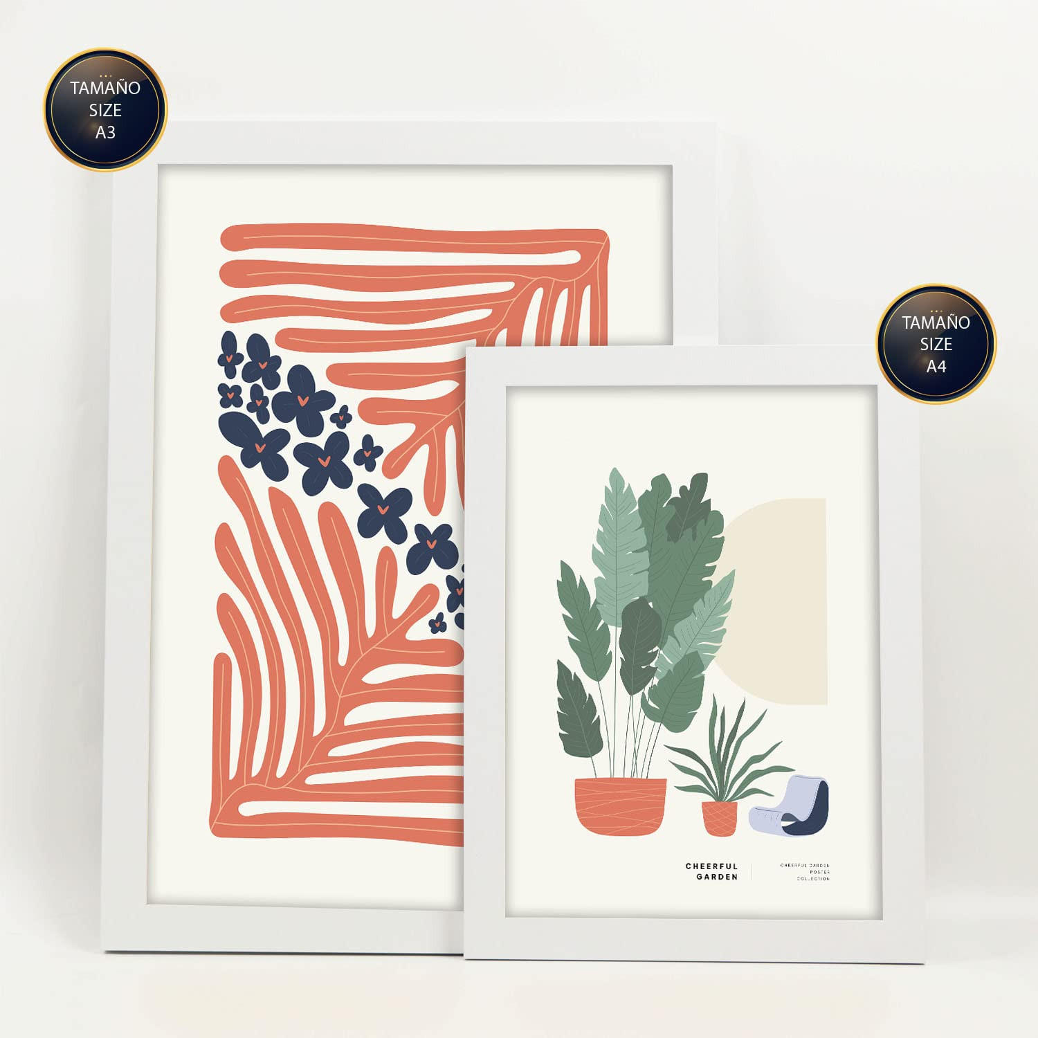 POSTER Set Mit 6 Minimalistischen In Pastellfarben Sommerkollektion Drucke Von Landschaften Und Natur Für Innenarchitektur A3 & A4 Weißer Rahmen - Weiß, Papier (29/3cm) - Nacnic