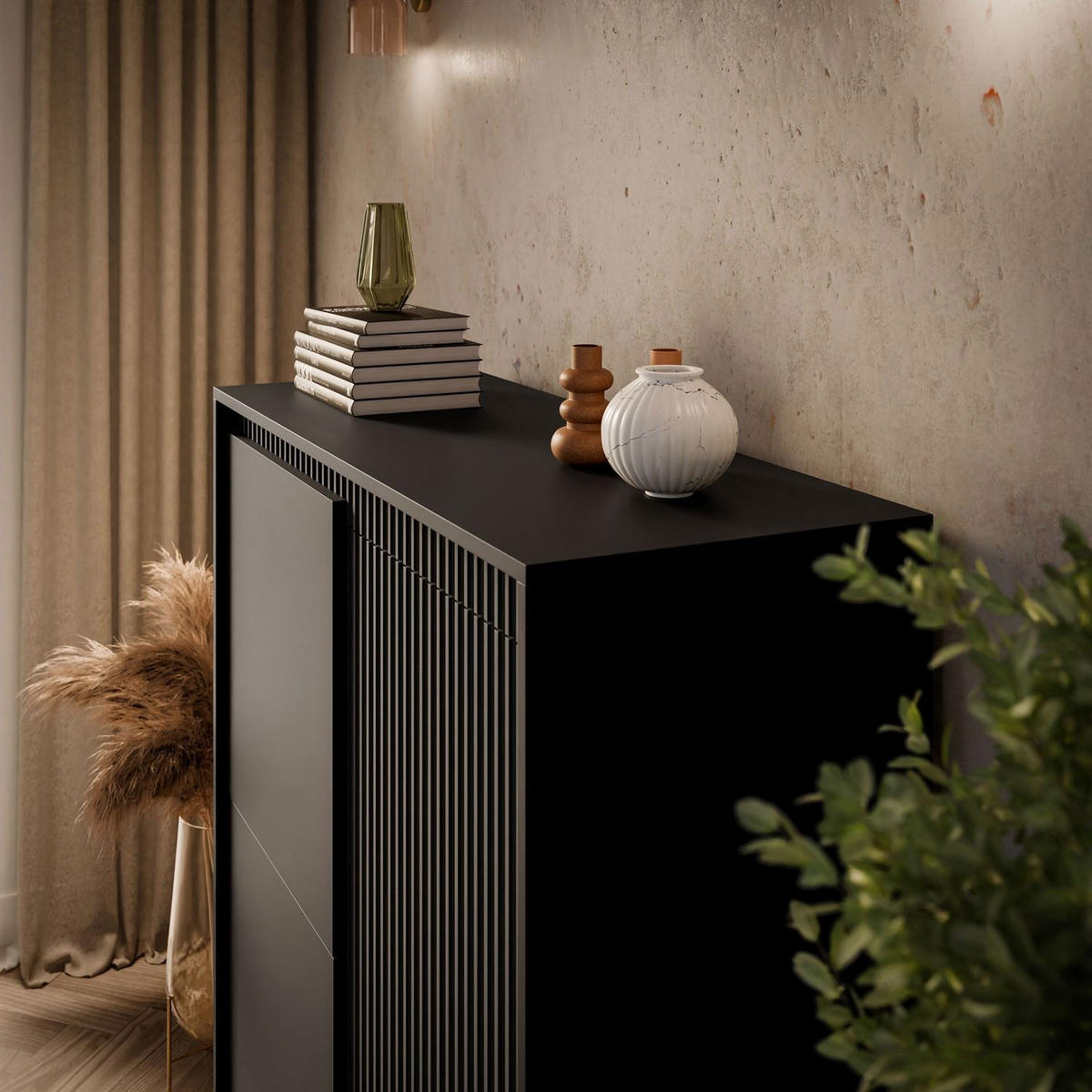 HIGHBOARD YASUMI 3D schwarz matt - Schwarz, Holzwerkstoff (103.5/123.4/39.5cm) - Lookway