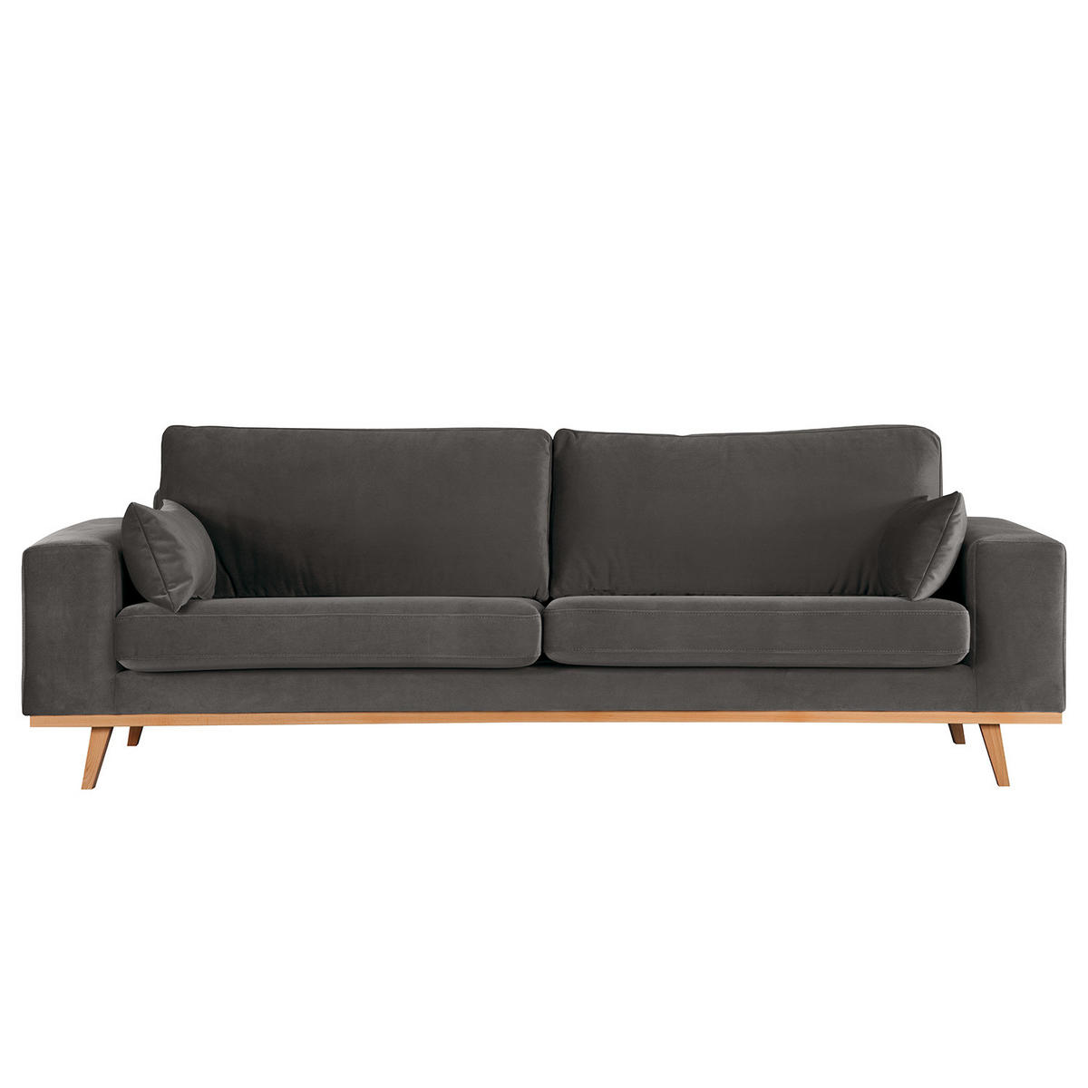 3-SITZER SOFA - Dunkelgrau/Buchefarben, Textil (237/81/88cm) - home24