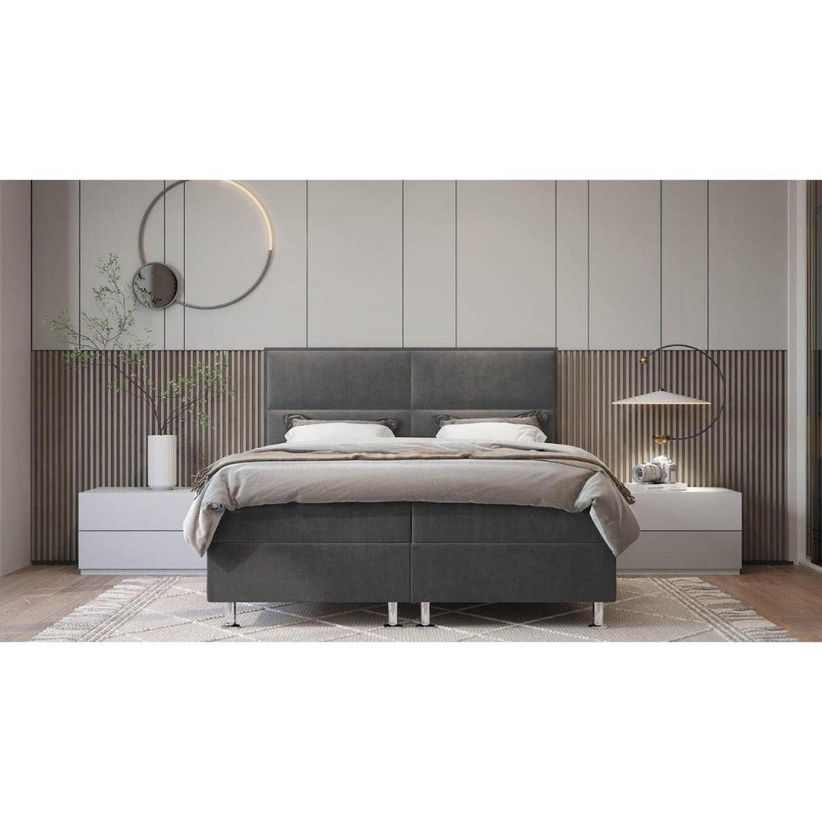 BOXBETT Parma Bonellfederkern inkl. 7-Zonen Topper T-30 mit Bettkasten - Blaugrau, Holz/Holzwerkstoff (120/200cm) - Best For Home