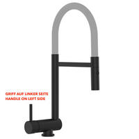 VORFENSTER-KÜCHENARMATUR, Umklappbar 6 CM, Schwarz Matt und Grau, 2-Strahl-Brause, LINKER HEBEL - Grau, Metall (21.3/48.2/21.3cm) - VIZIO