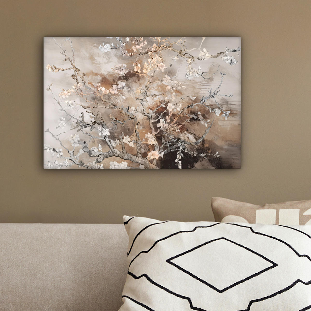 LEINWANDBILD Mandelblüte - Kunst - Van Gogh - Beige - Abstrakt 30x20 cm - Braun, Textil (30/20cm) - MuchoWow