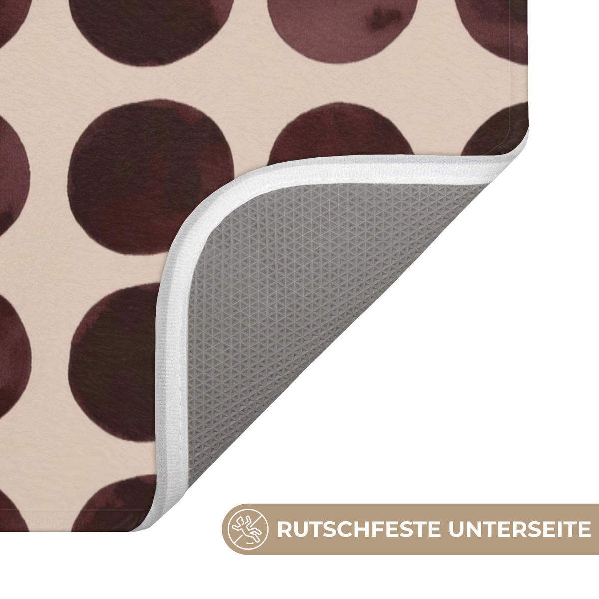 KOUPELNOVÁ PŘEDLOŽKA Puntíky - Vzor - Hnědý 60x120 cm - bordeaux, textil/plast (60/120cm)