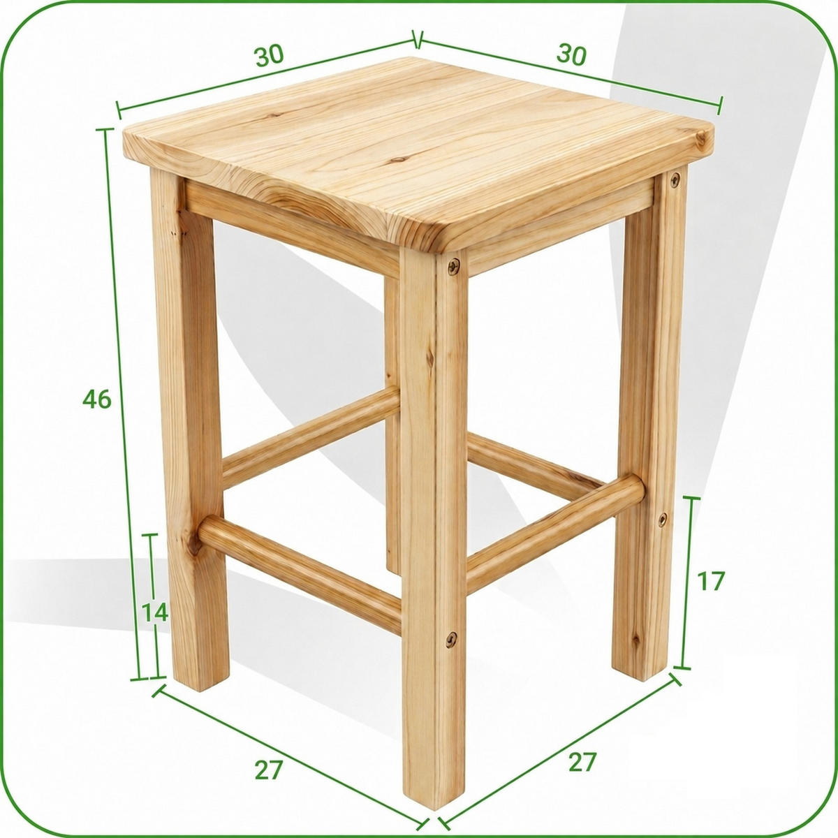 HOLZHOCKER Kiefer Natur 2-er Set 30 x 30 x 46 cm quadratische Sitzfläche - Naturfarben, Holz (30/46/30cm) - Begryf