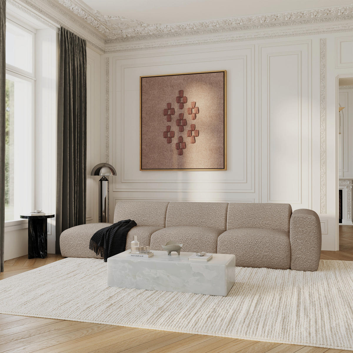 SOFA 5-SITZER Bouclé-Stoff Taupe 310.0 CENTIMETERScm - Taupe, Textil (310/73/96cm) - Sia Home