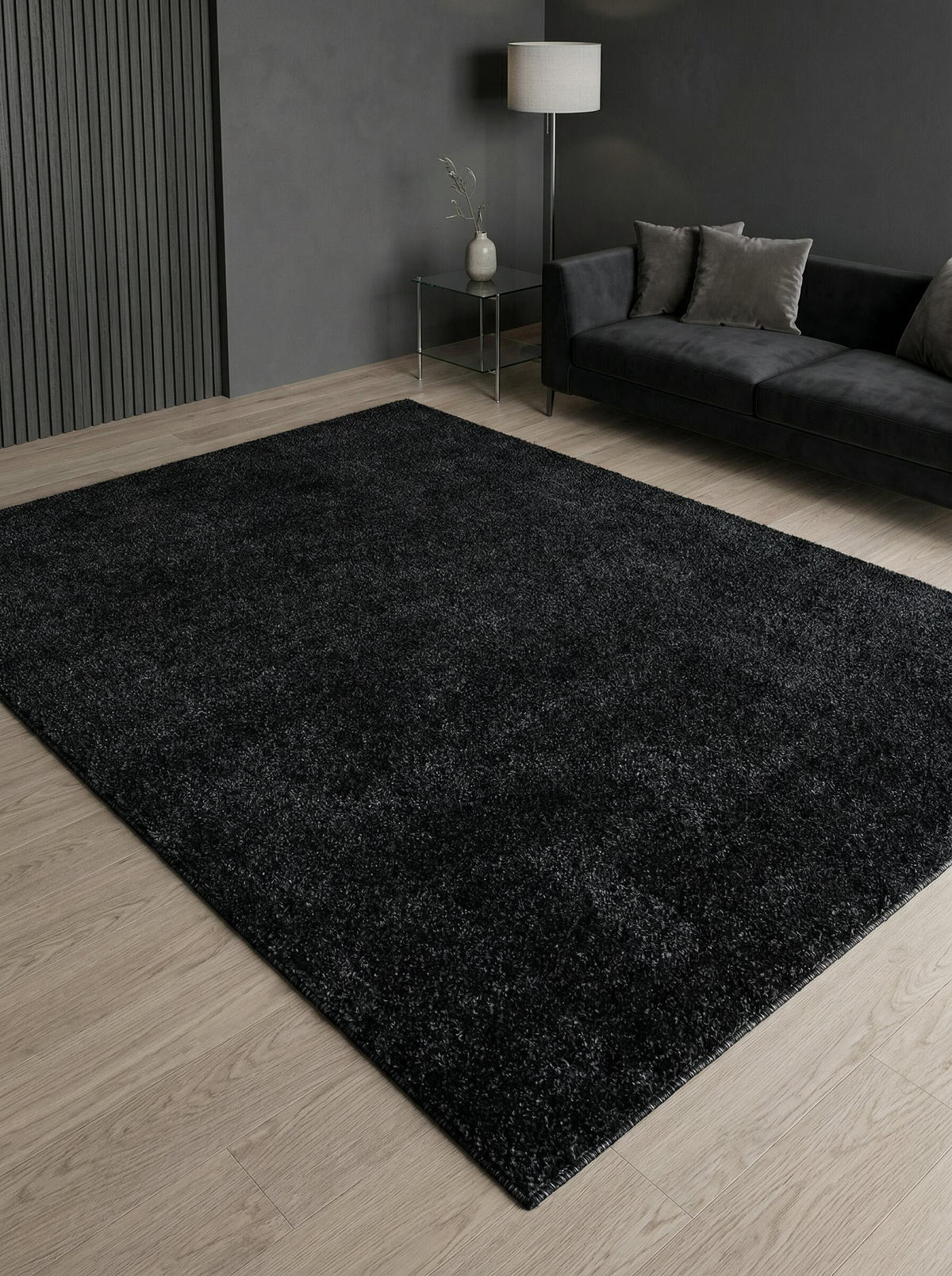 TEPPICH Kurzflor Uni Polypropylen Wohnzimmer Anthrazit Rechteckig 140x200 - Anthrazit, Textil (140/200cm) - KADIMA DESIGN
