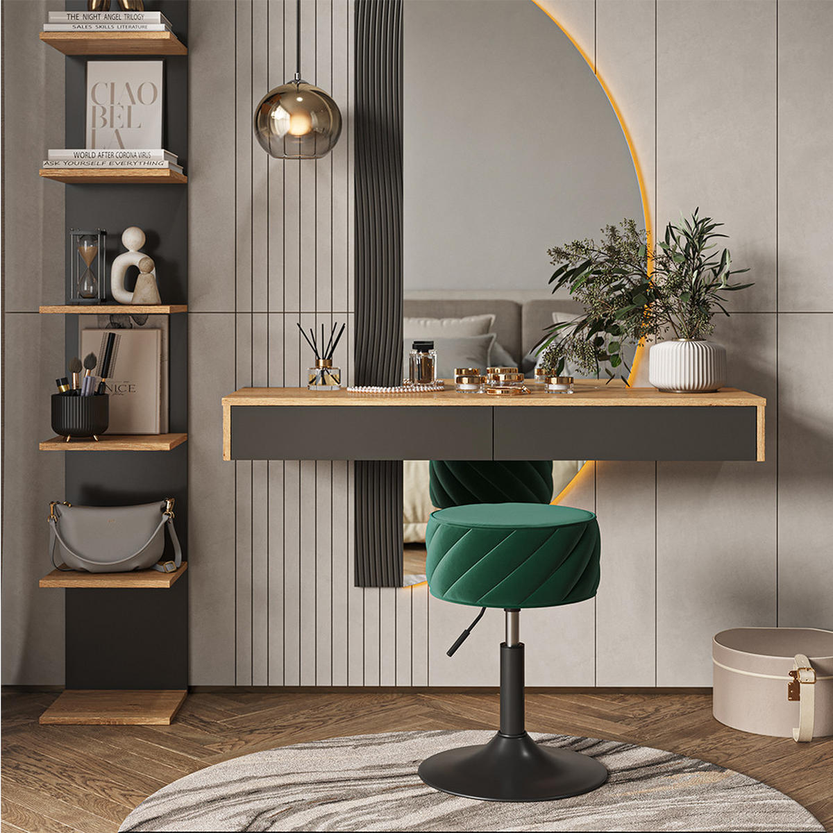 HOCKER Cherio Grün 35 x 50.5 cm - Grün, Textil (35/50.5/38.5cm) - Vicco