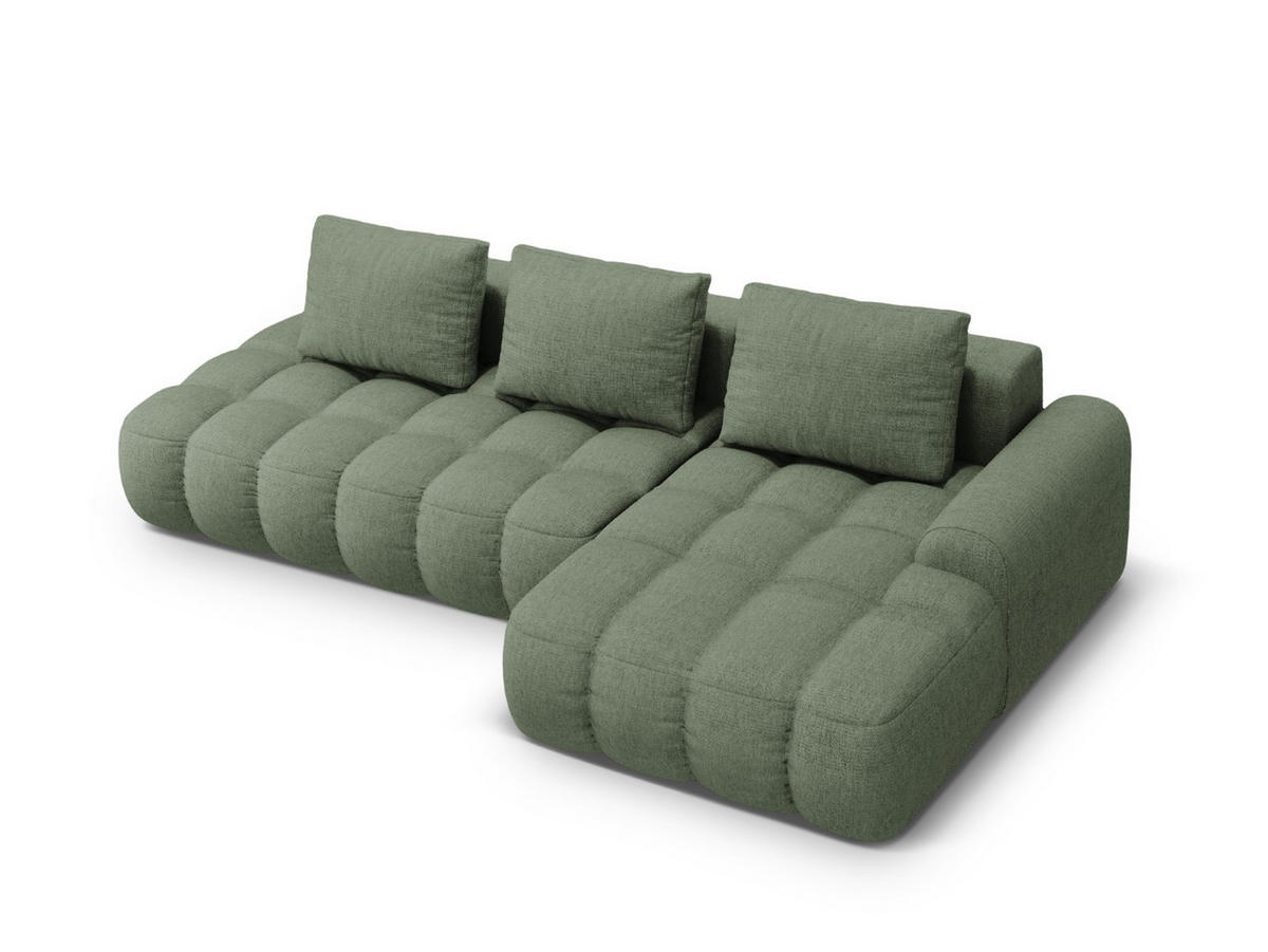 AUSKLAPPBARES-ECKSOFA rechts mit Container Linz aus strukturiertem Stoff dunkles olivgrün 3 Sitzplätze - Dunkelgrün, Textil (142/275cm) - Cosmopolitan Design