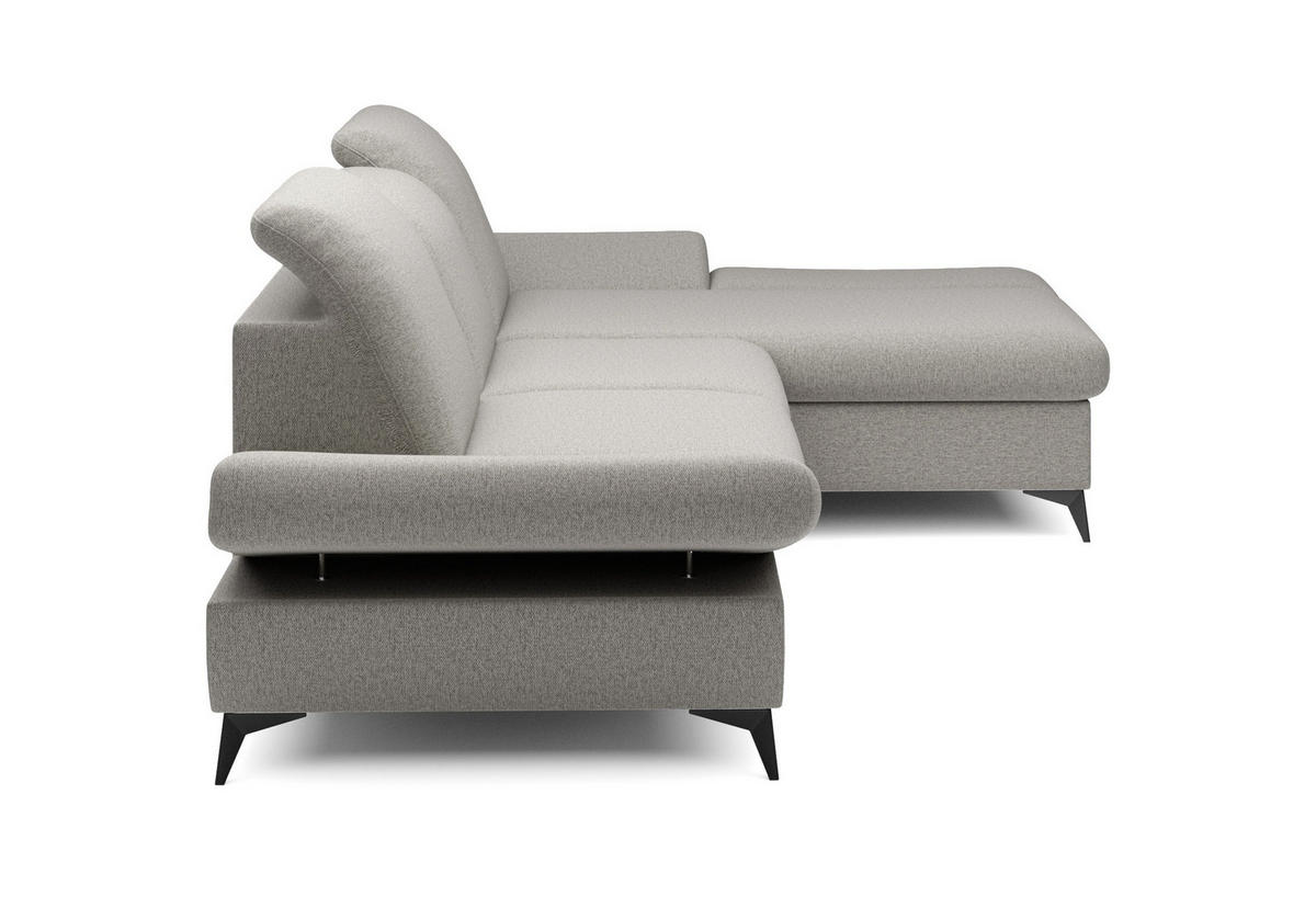 ECKSOFA FELICE R-S Beige Geflochtener Stoff mit Schlaffunktion - Beige, Holz (284/166cm) - MASSENO