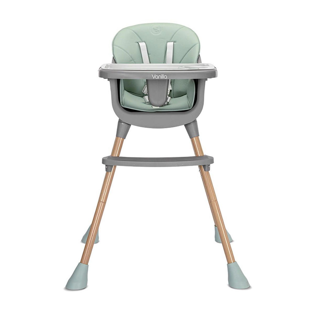 HOCHSTUHL Vanilla 3 in 1 grün Kinderstuhl, Tablett, Fußstütze, Gurt - Grün, Kunststoff (66/94/60cm) - Lorelli