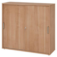 SCHIEBETÜRENSCHRANK - 3 Ordnerhöhen 40/120/110 cm in Nussbaumfarben Streifengriff (Kunststoff) - Nussbaumfarben, Holzwerkstoff (120/110/40cm) - bümö
