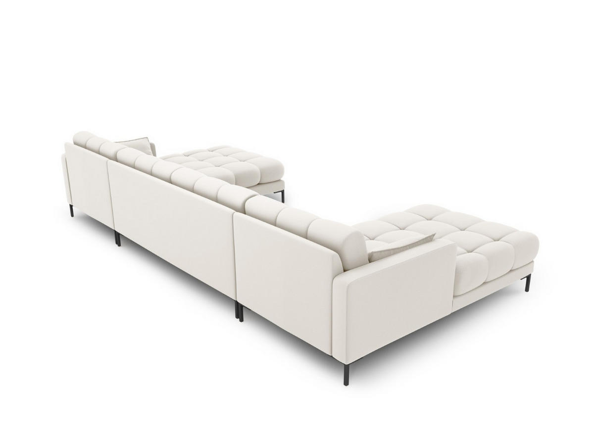 PANORAMASOFA Mamaia aus strukturiertem Stoff leichtes beige 6 Sitzplätze - Creme, Textil (185/75/383cm) - Micadoni