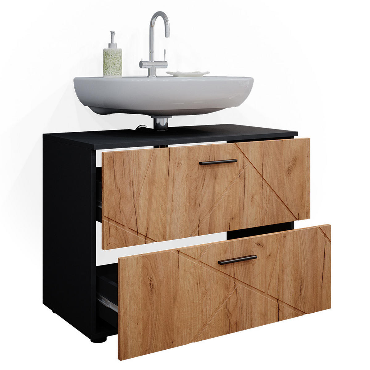 WASCHBECKENUNTERSCHRANK Irma Goldkraft Eiche/Anthrazit 80 x 58.6 cm - Anthrazit/Eiche Wotan, Holzwerkstoff (80/58.6/41cm) - Vicco
