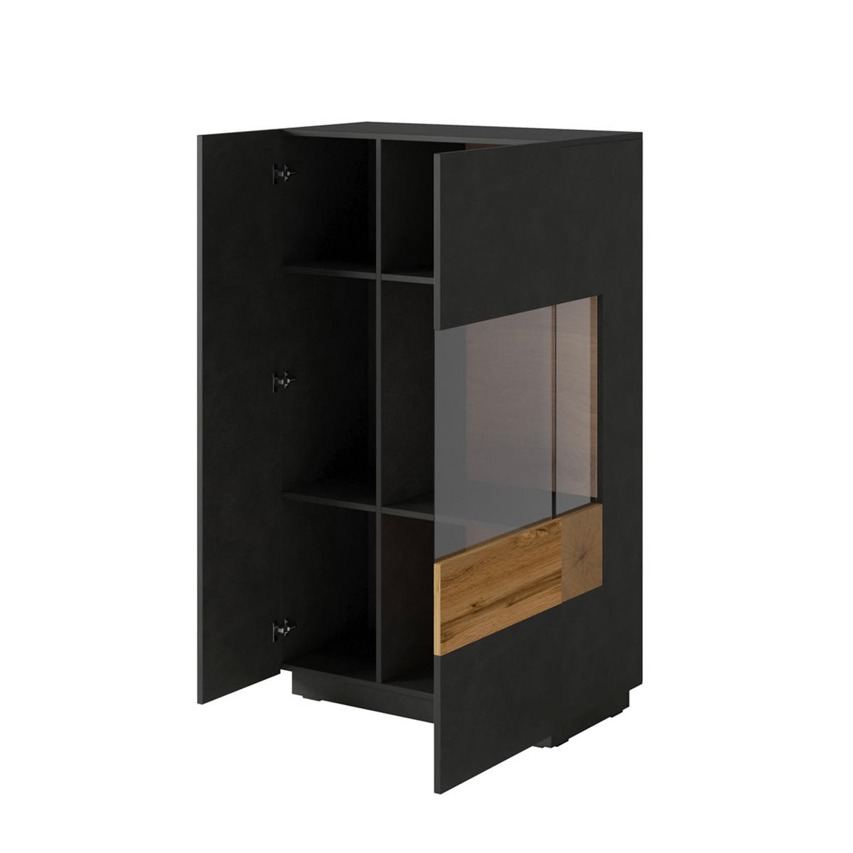 VITRÍNA Andrea Antracitově šedá a dřevo - šedá, kompozitní dřevo (80/139/40cm) - Petits-meubles