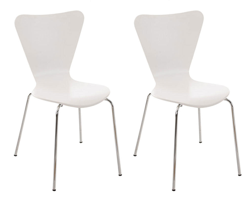 BESUCHERSTUHL 2er Set Berlin Holz Weiß - Weiß, Holz (45/85/49cm) - DELUKE