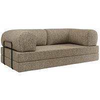 TROJMIESTNA POHOVKA ORSETTO - Taupe Štruktúrovaná látka - čierna/taupe, kov/textil (200/70/100cm) - MKS