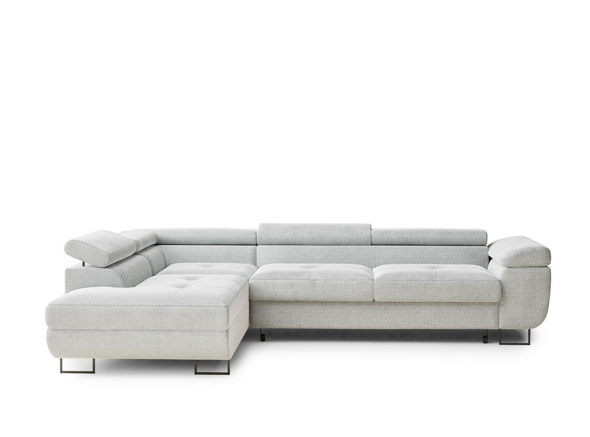 ECKSOFA Concord Grau Chenille-Stoff - Links Seite - Schwarz/Grau, Holz/Holzwerkstoff (203/277cm) - Maison de Reve